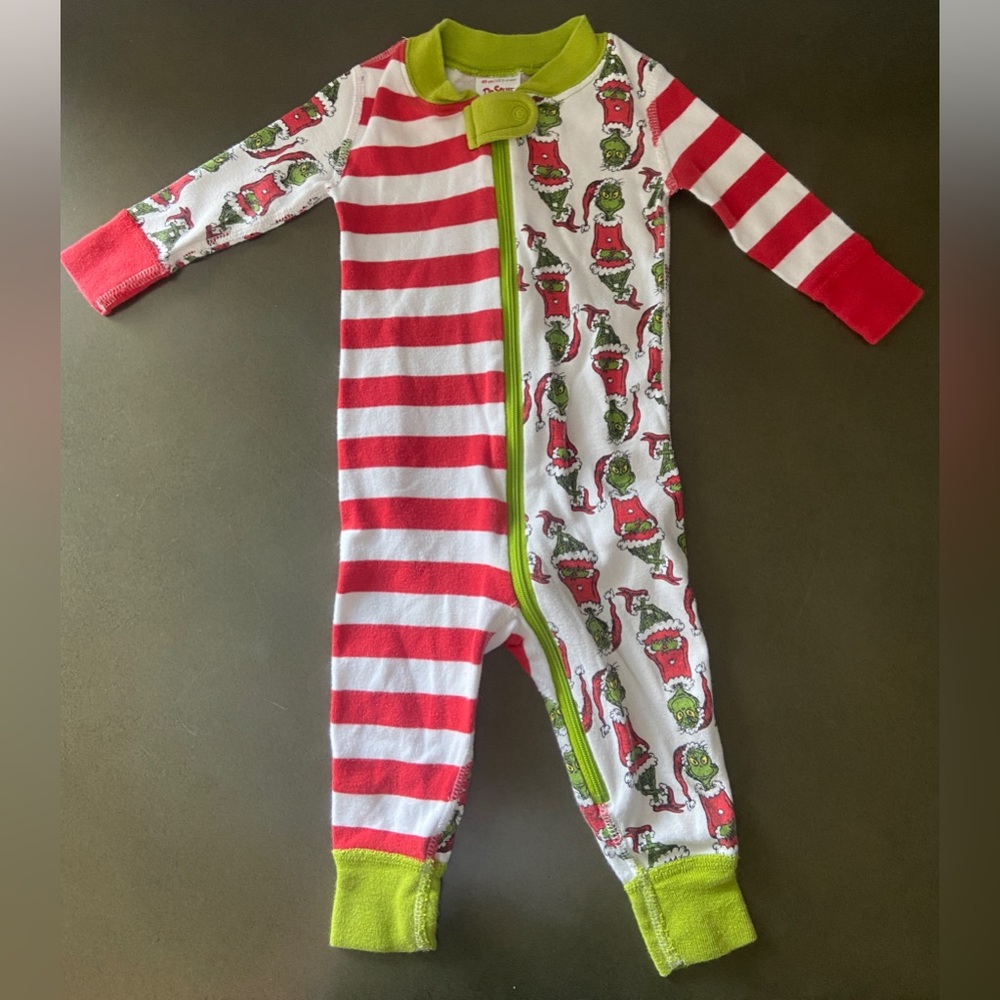 Hanna Andersson Christmas Grinch Baby Zip Sleeper